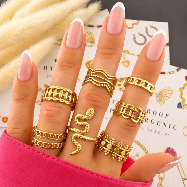 "Snake" Ring, 18K Gold Plated Steel