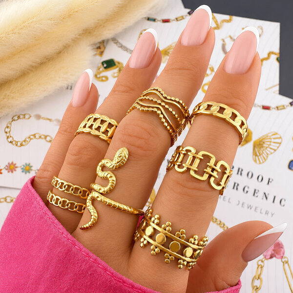 "Snake" Ring, 18K Gold Plated Steel