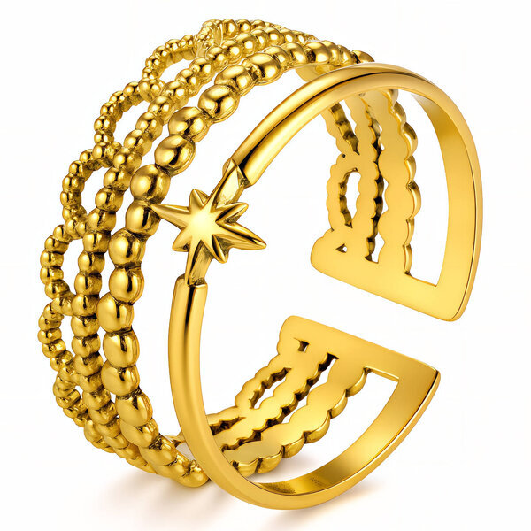 Ring, 18K Gold Plated Steel