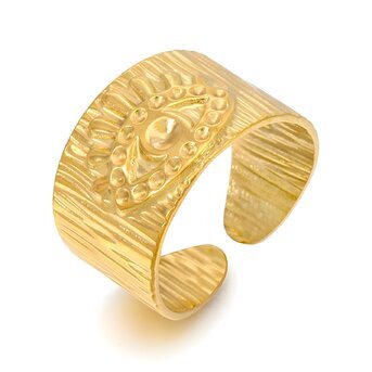 18K gold plated Stainless steel  "Evil Eye" finger ring, Intensity