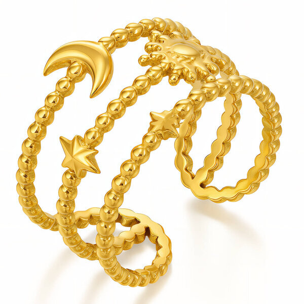 Ring, 18K Gold Plated Steel