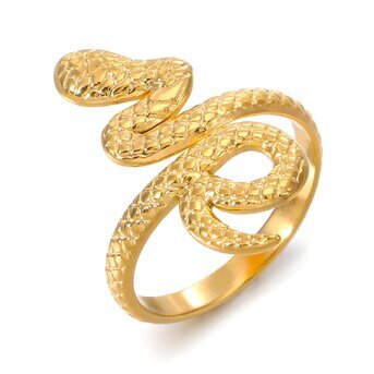 18K gold plated Stainless steel  "Snake" finger ring, Intensity