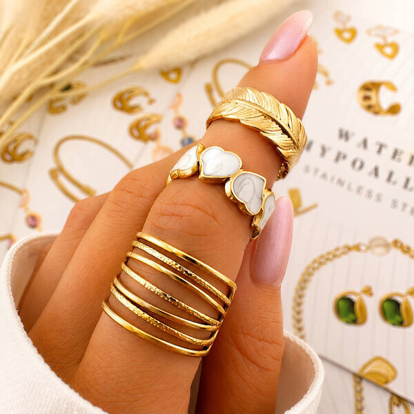 "Leaves" PVD Gold-Plated Stainless Steel Ring - Intensity
