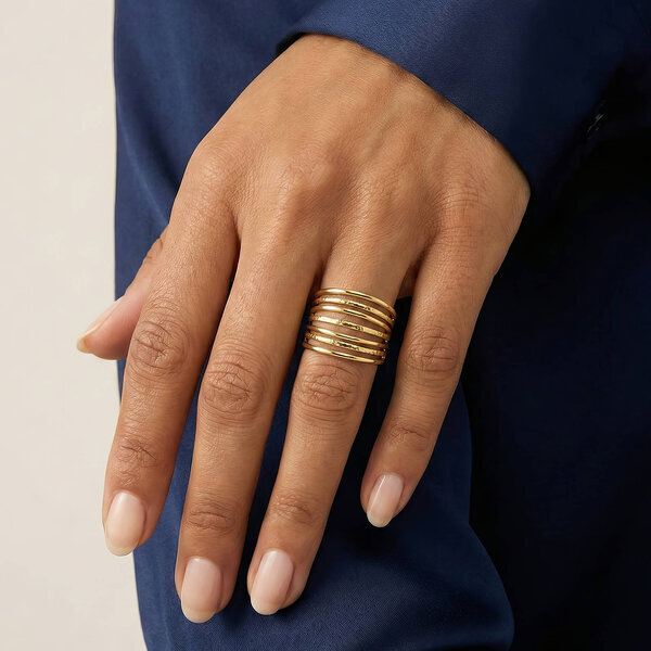 Ring, 18K Gold Plated Steel