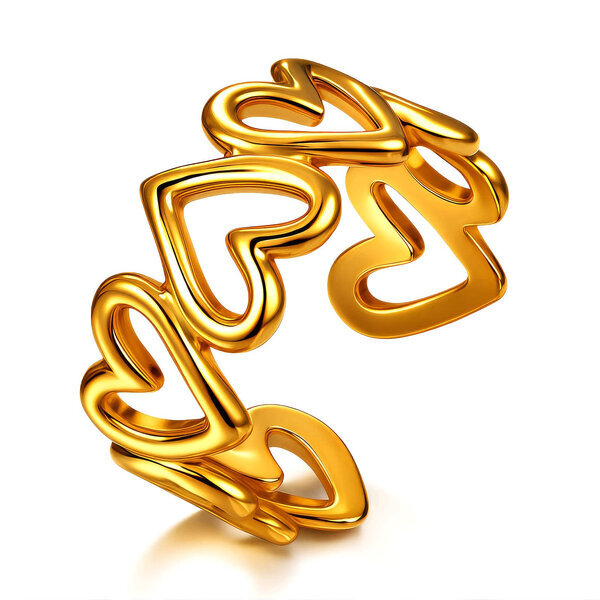 "Hearts" Ring, 18K Gold Plated Steel