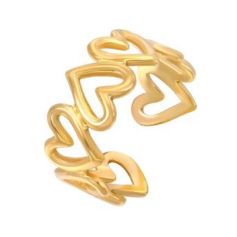 18K gold plated Stainless steel  "Hearts" finger ring, Intensity