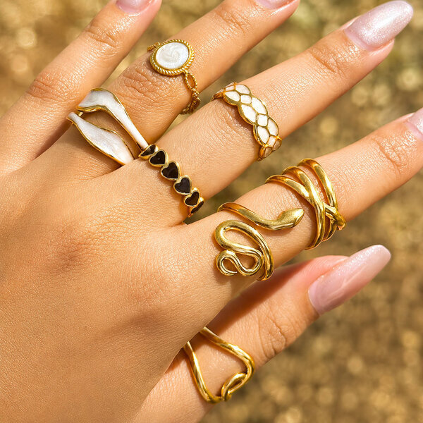 Ring, 18K Gold Plated Steel