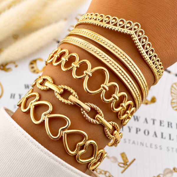 Bracelet, 18K Gold Plated Steel