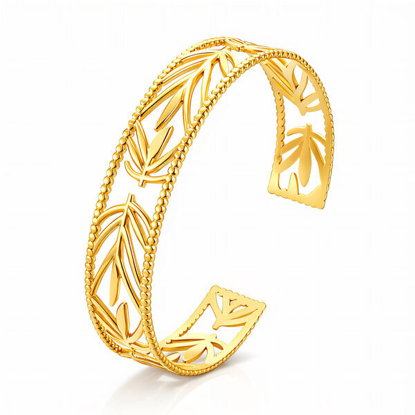 "Leaves" Bracelet, 18K Gold Plated Steel