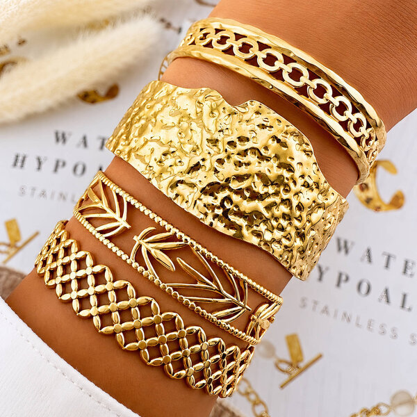 Bracelet, 18K Gold Plated Steel