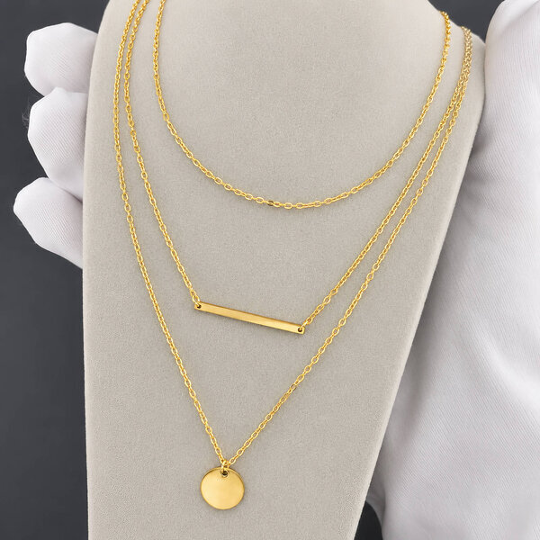 Necklace, 18K Gold Plated Steel