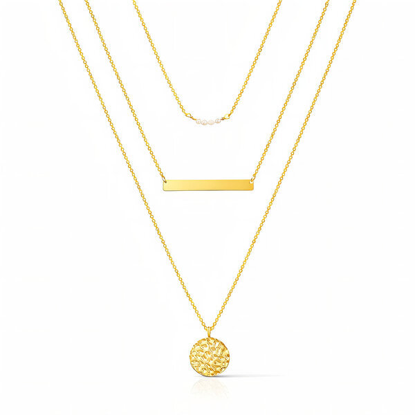 Necklace, 18K Gold Plated Steel