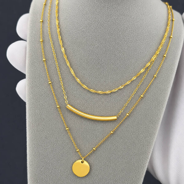 Necklace, 18K Gold Plated Steel
