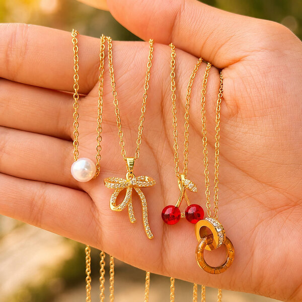Necklace, 18K Gold Plated Steel