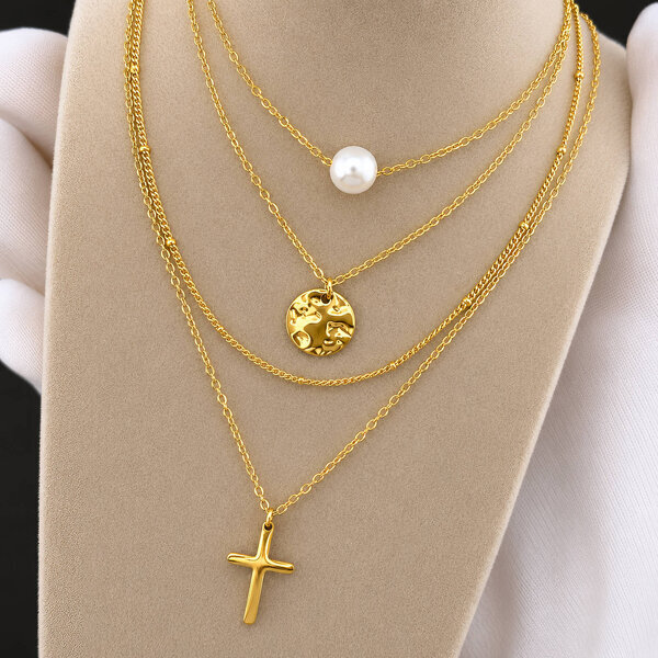 Necklace, 18K Gold Plated Steel