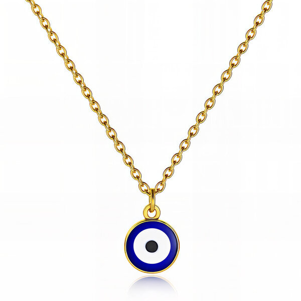 "Evil Eye" Necklace, 18K Gold Plated Steel