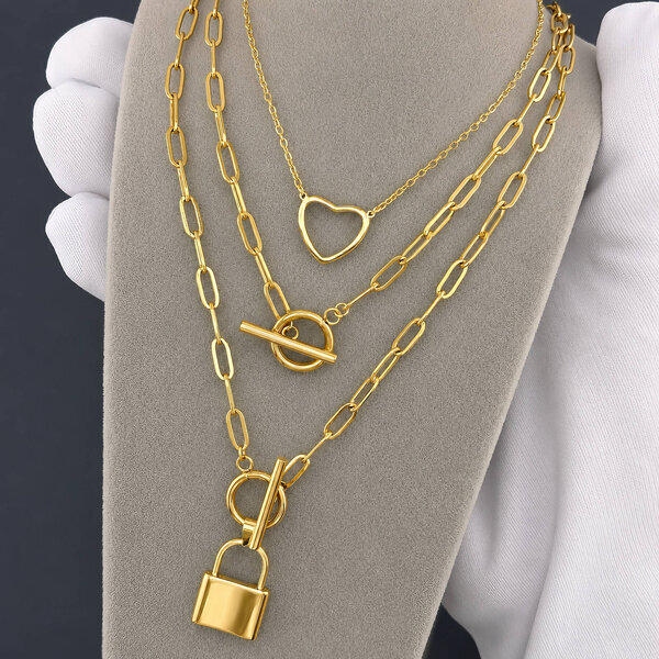 Necklace, 18K Gold Plated Steel