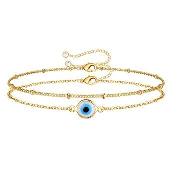 18K gold plated Stainless steel  "Evil Eye" bracelet, Intensity