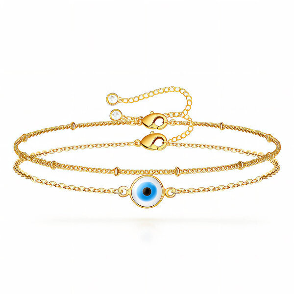 "Evil Eye" Bracelet, 18K Gold Plated Steel