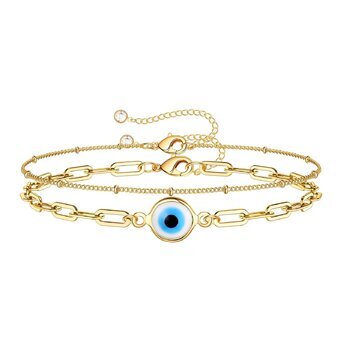 18K gold plated Stainless steel  "Evil Eye" bracelet, Intensity