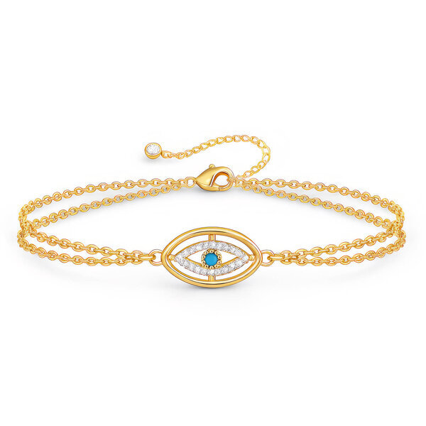 "Evil Eye" Bracelet, 18K Gold Plated Steel
