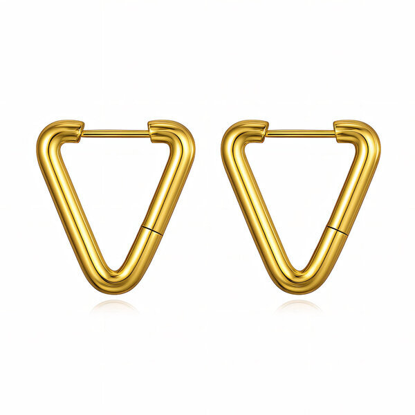 Earrings, 18K Gold Plated Steel
