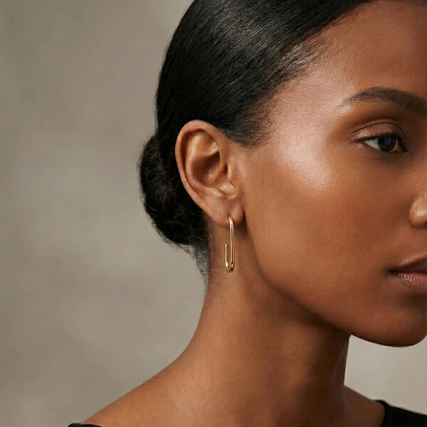 Earrings, 18K Gold Plated Steel