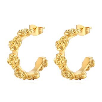 18K gold plated Stainless steel  "Flowers" earrings, Intensity