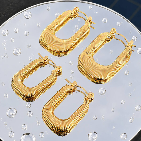 Earrings, 18K Gold Plated Steel
