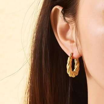 18K gold plated Stainless steel earrings, Intensity