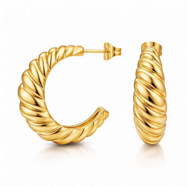 Earrings, 18K Gold Plated Steel