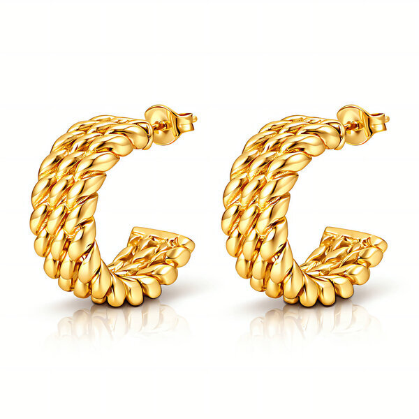 Earrings, 18K Gold Plated Steel