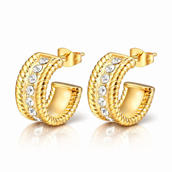 Earrings, 18K Gold Plated Steel