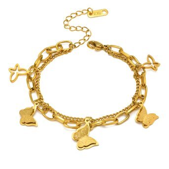 18K gold plated Stainless steel  "Butterflies" bracelet, Intensity