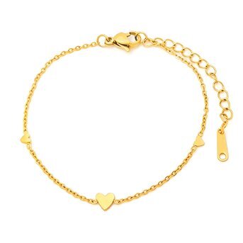 18K gold plated Stainless steel  "Hearts" bracelet, Intensity