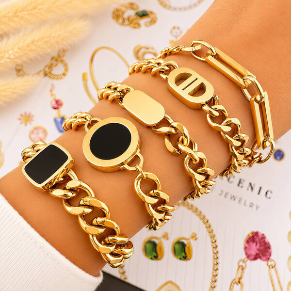 Bracelet, 18K Gold Plated Steel