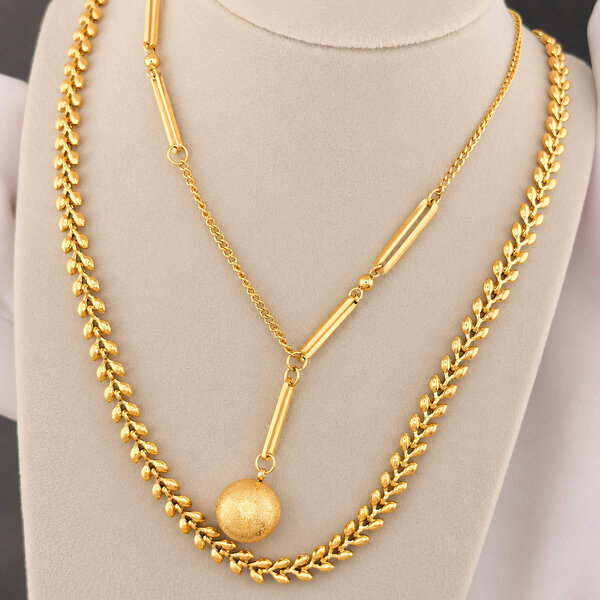 Necklace, 18K Gold Plated Steel