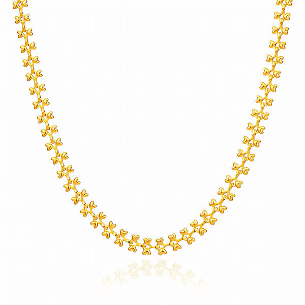 "Hearts" Necklace, 18K Gold Plated Steel