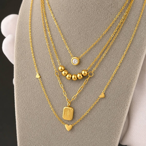 Necklace, 18K Gold Plated Steel