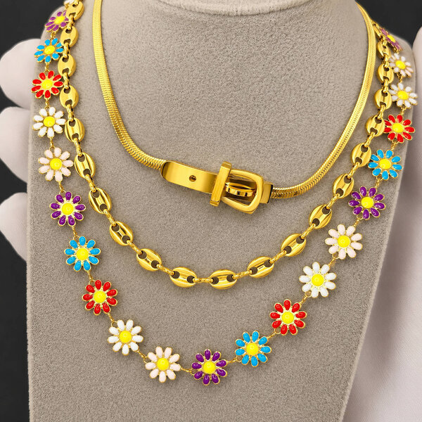 Necklace, 18K Gold Plated Steel