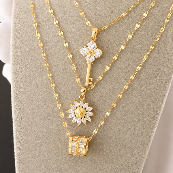 Necklace, 18K Gold Plated Steel