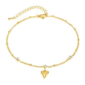 18K gold plated Stainless steel  "Hearts" anklet, Intensity