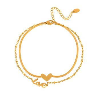 18K gold plated Stainless steel  "Hearts" anklet, Intensity