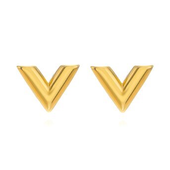 18K gold plated Stainless steel  "Letter "V"" earrings, Intensity