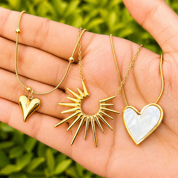 "Heart" Necklace, 18K Gold Plated Steel