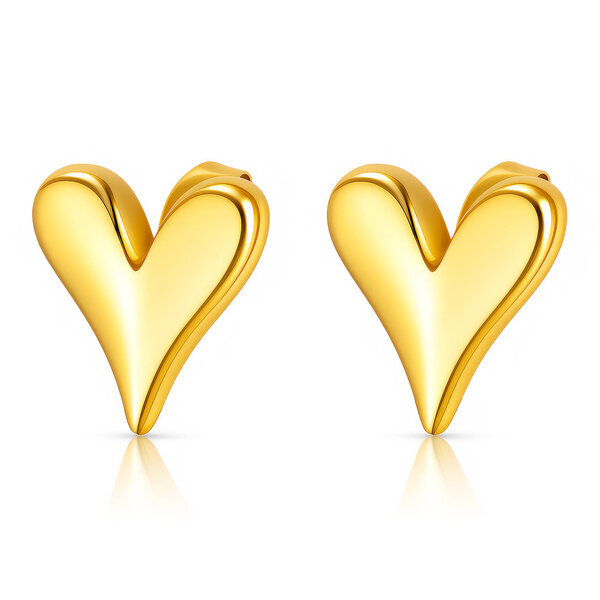 "Hearts" Earrings, 18K Gold Plated Steel