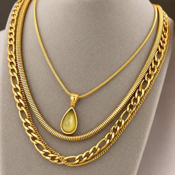 Necklace, 18K Gold Plated Steel