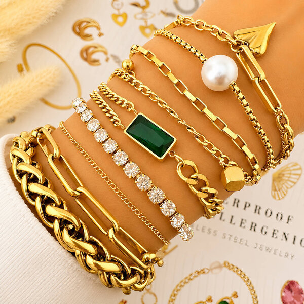 "Heart" Bracelet, 18K Gold Plated Steel