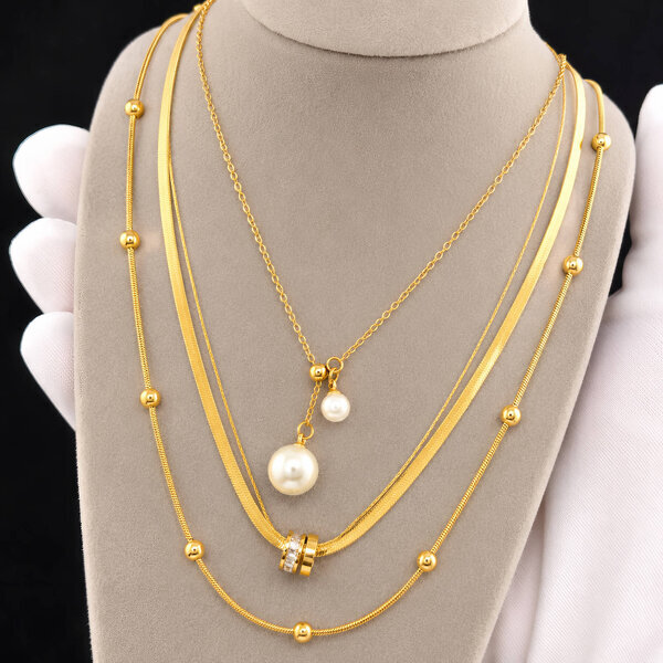 Necklace, 18K Gold Plated Steel