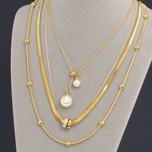 Necklace, 18K Gold Plated Steel